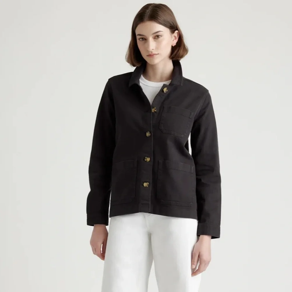 Quince Black Utility Jacket with Patch Pockets - Picture 2 of 4